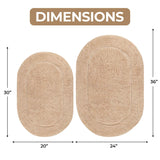 Cotton Oval Solid Non-Skid Washable 2 Piece Bath Rug Set