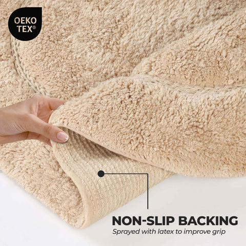 Cotton Non Slip Oval 2 Piece Bath Rug Set