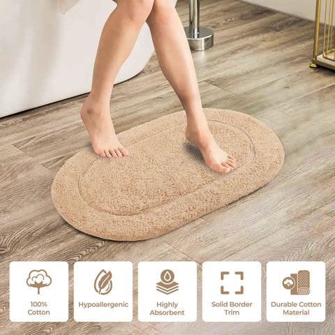 Cotton Non Slip Oval 2 Piece Bath Rug Set