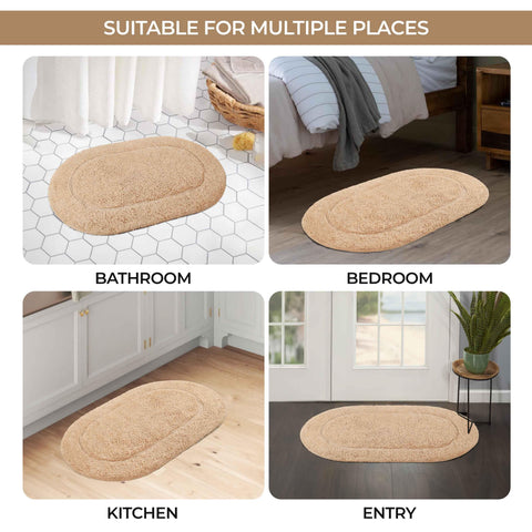 Cotton Non Slip Oval 2 Piece Bath Rug Set