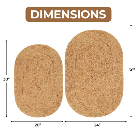 Cotton Non Slip Oval 2 Piece Bath Rug Set
