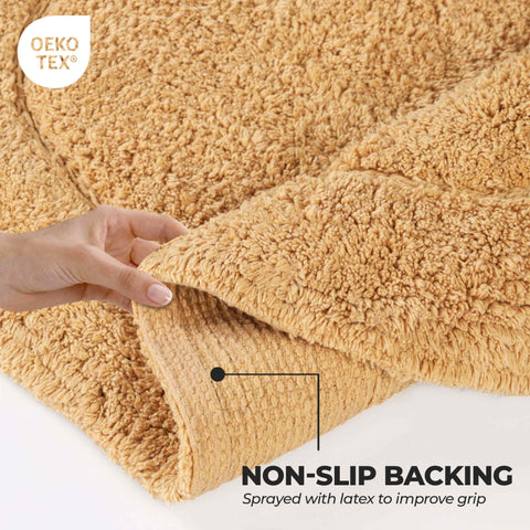 Cotton Non Slip Oval 2 Piece Bath Rug Set