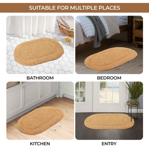 Cotton Non Slip Oval 2 Piece Bath Rug Set