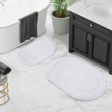 Cotton Oval Solid Non-Skid Washable 2 Piece Bath Rug Set