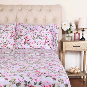 300 Thread Count Cotton Vintage Solid Or Floral Bellflower Sheet Set