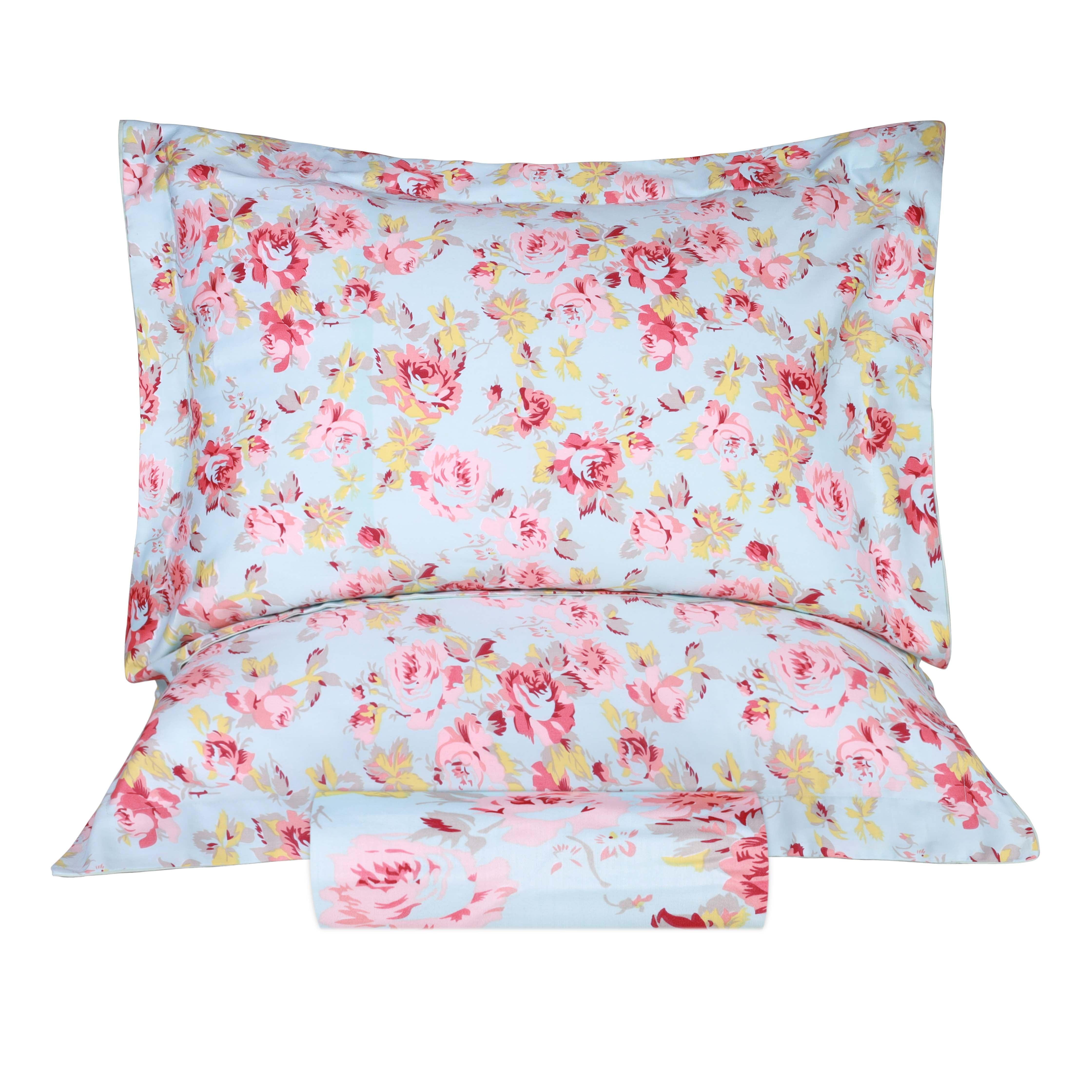 300 Thread Count Solid or Floral Cotton All-Season Duvet Cover Set