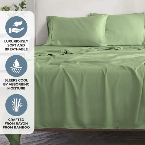 Rayon From Bamboo 300 Thread Count Solid Deep Pocket Sheet Set