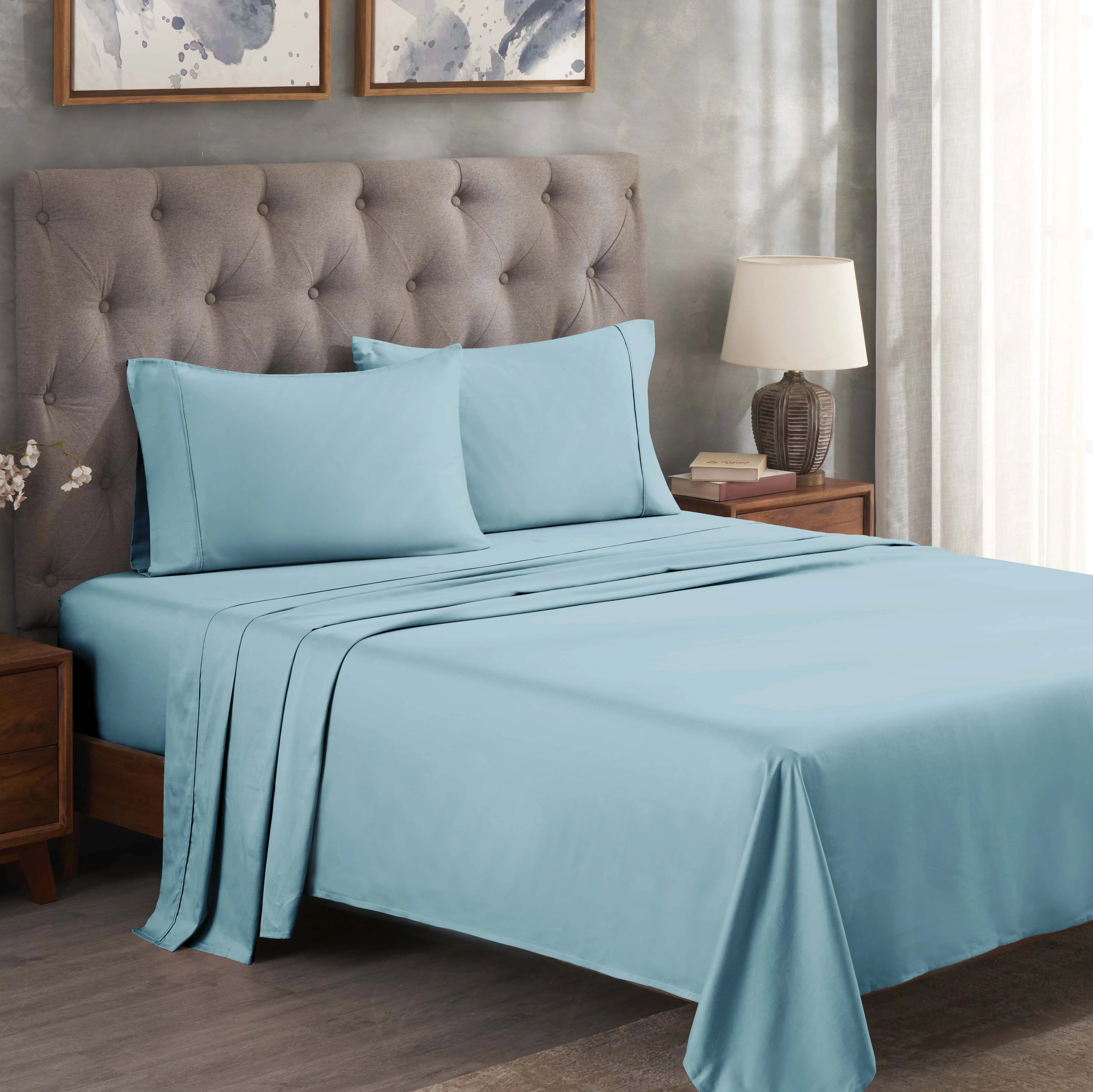 Egyptian Cotton 300 Thread Count Solid Deep Pocket Sheet Set