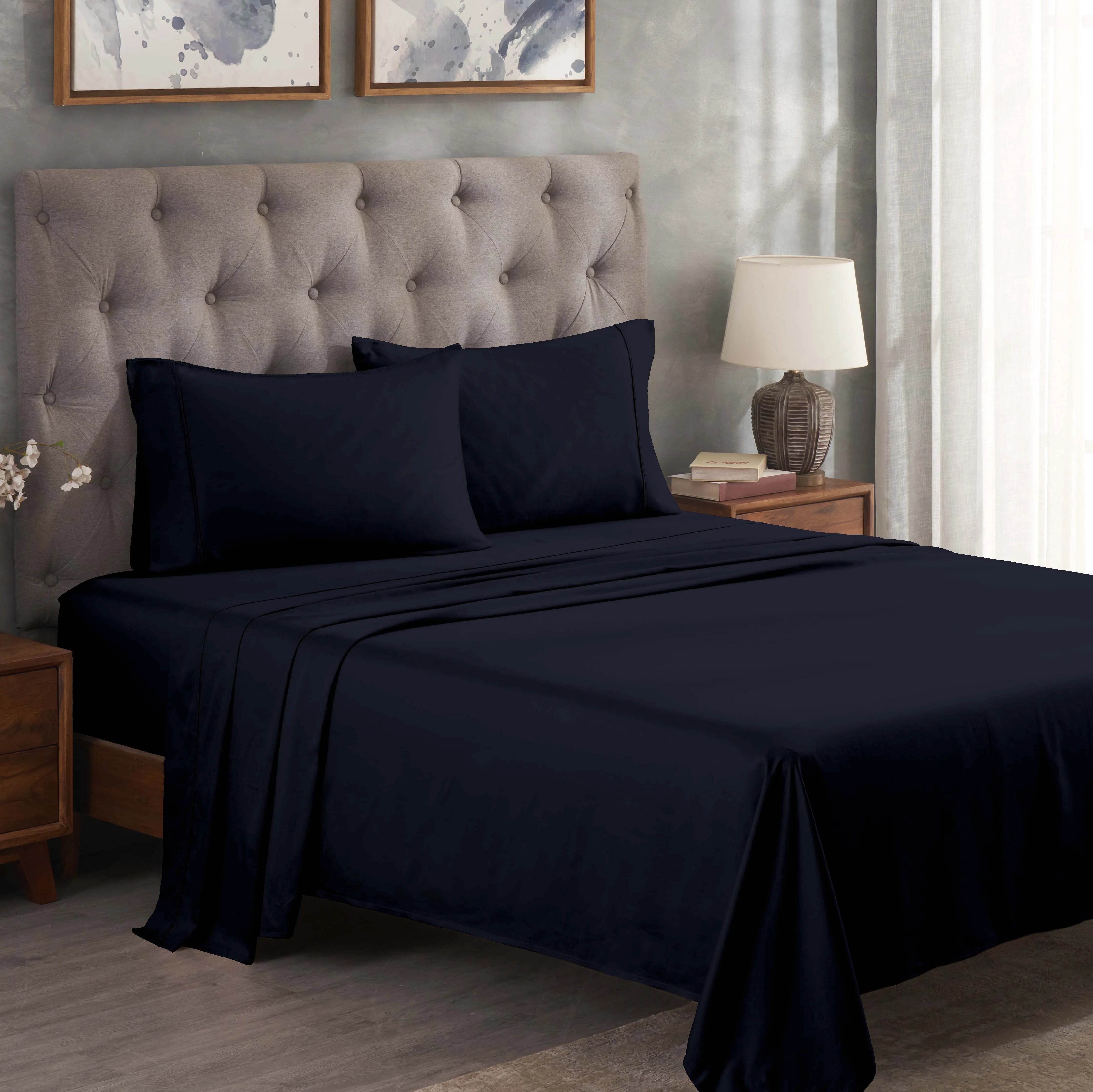 Egyptian Cotton 300 Thread Count Solid Deep Pocket Sheet Set