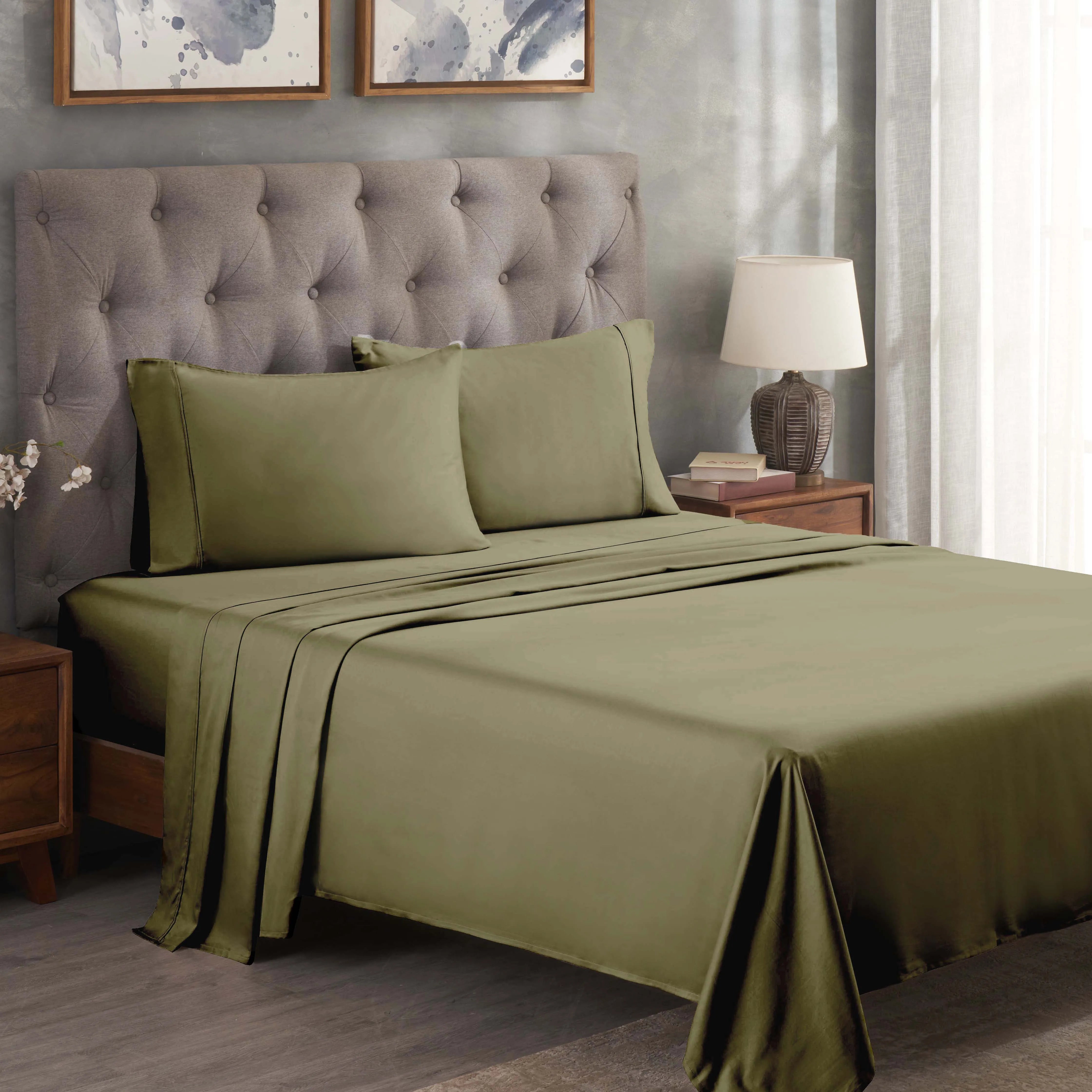 Egyptian Cotton 300 Thread Count Solid Deep Pocket Sheet Set
