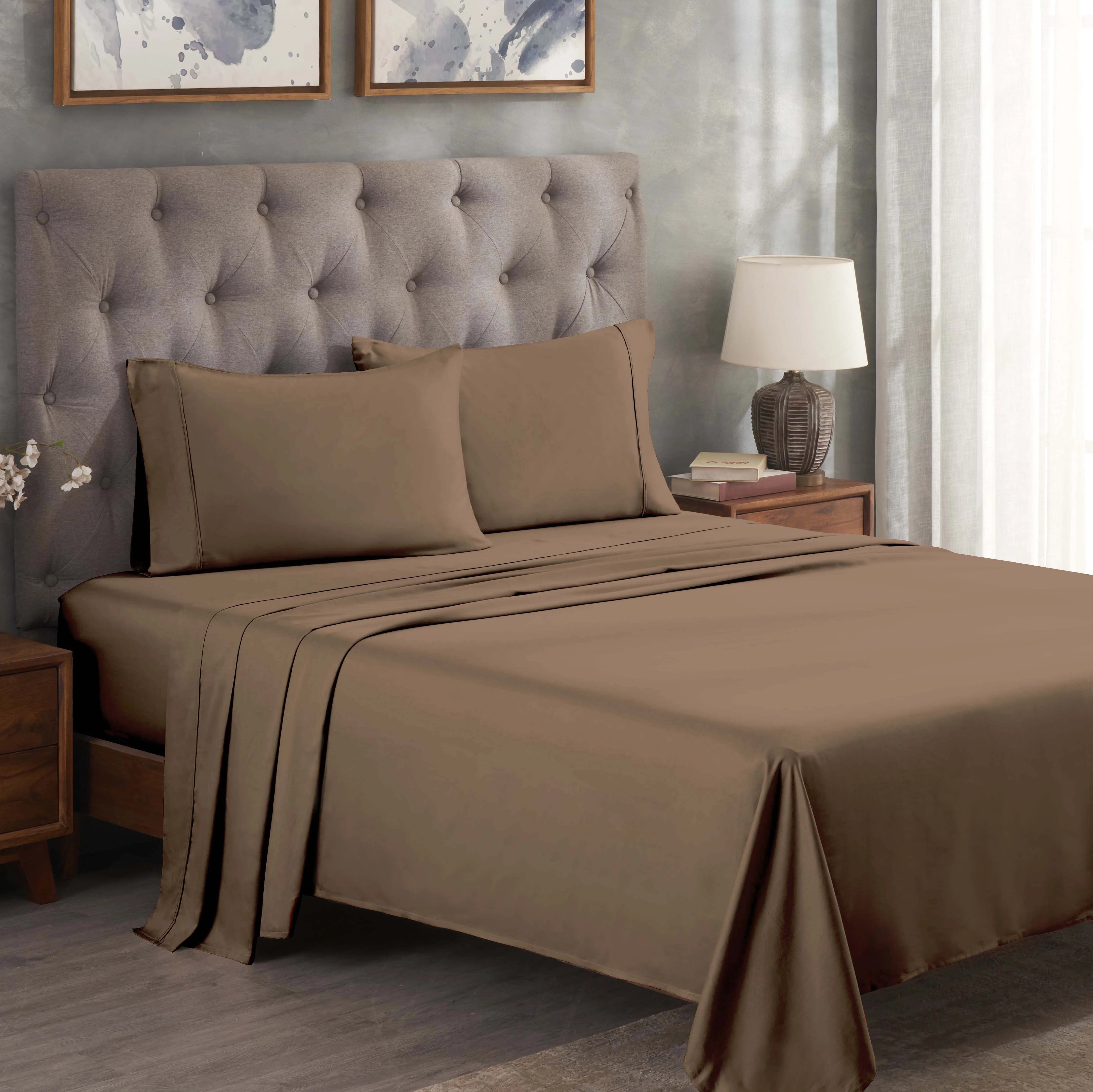 Egyptian Cotton 300 Thread Count Solid Deep Pocket Sheet Set