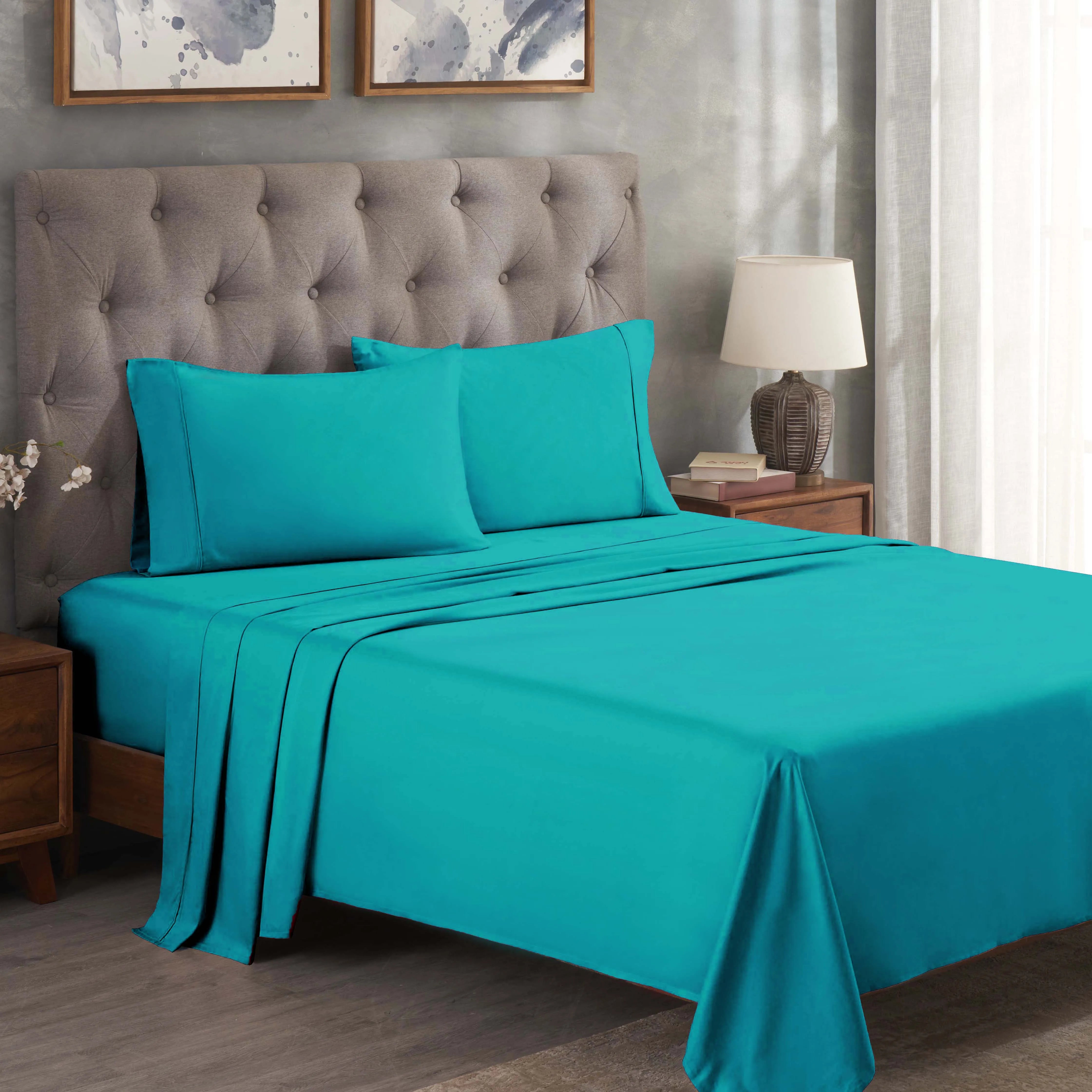 Egyptian Cotton 300 Thread Count Solid Deep Pocket Sheet Set