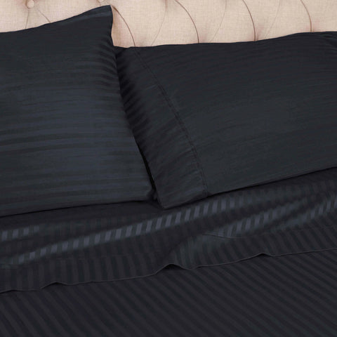 100% Egyptian Cotton 300 Thread Count Stripe Bed Pillowcase Set
