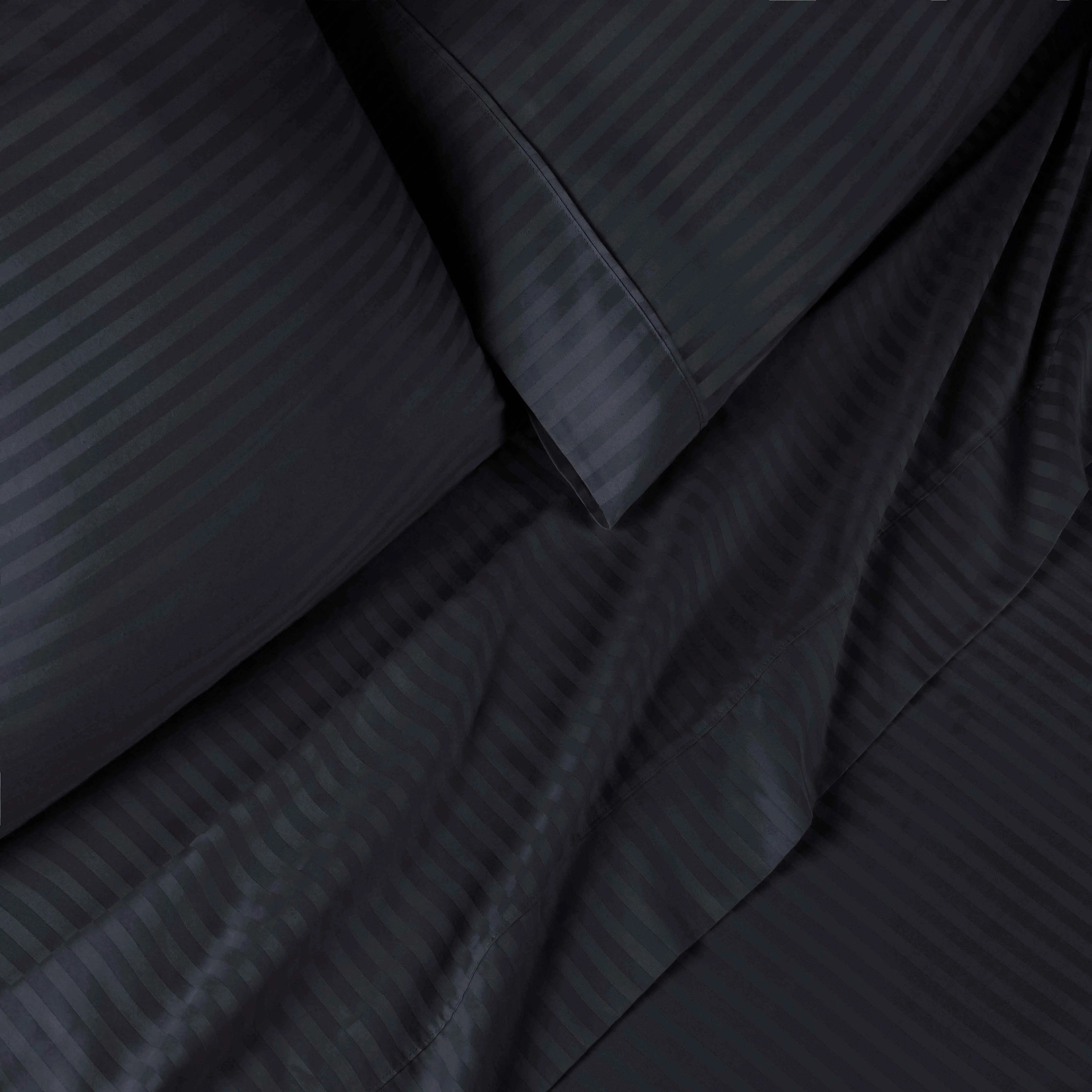 300 Thread Count Egyptian Cotton Sateen Stripe Bed Sheet Set