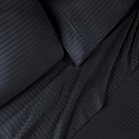 300 Thread Count Egyptian Cotton Sateen Stripe Bed Sheet Set