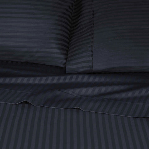 300 Thread Count Egyptian Cotton Sateen Stripe Bed Sheet Set