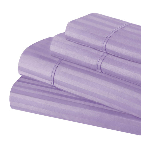 300 Thread Count Egyptian Cotton Sateen Stripe Bed Sheet Set