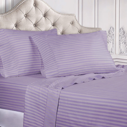 300 Thread Count Egyptian Cotton Sateen Stripe Bed Sheet Set