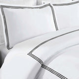 Brandon Cotton Three-Line Embroidered 3 Piece Duvet Cover Set