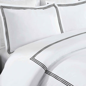 Brandon Cotton Three-Line Embroidered 3 Piece Duvet Cover Set