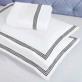 Brandon Cotton Three-Line Embroidered 3 Piece Duvet Cover Set