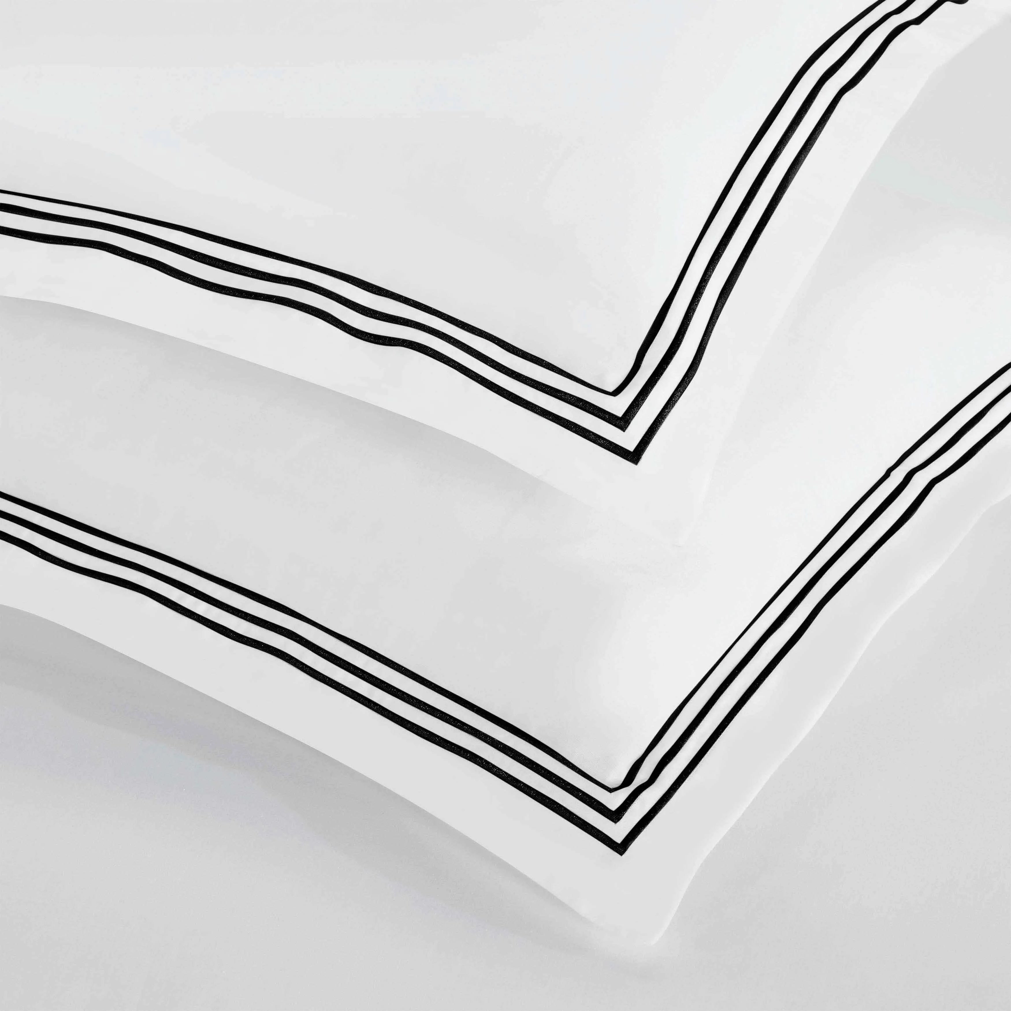 Brandon Cotton Three-Line Embroidered 3 Piece Duvet Cover Set