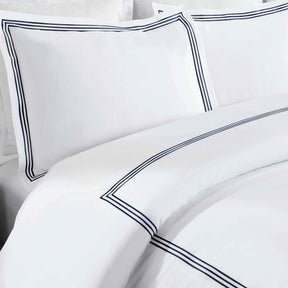 Brandon Cotton Three-Line Embroidered 3 Piece Duvet Cover Set