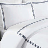 Brandon Cotton Three-Line Embroidered 3 Piece Duvet Cover Set