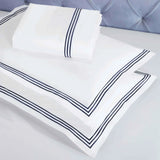 Brandon Cotton Three-Line Embroidered 3 Piece Duvet Cover Set