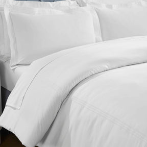 Brandon Cotton Three-Line Embroidered 3 Piece Duvet Cover Set