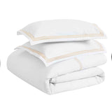 Brandon Cotton Three-Line Embroidered 3 Piece Duvet Cover Set