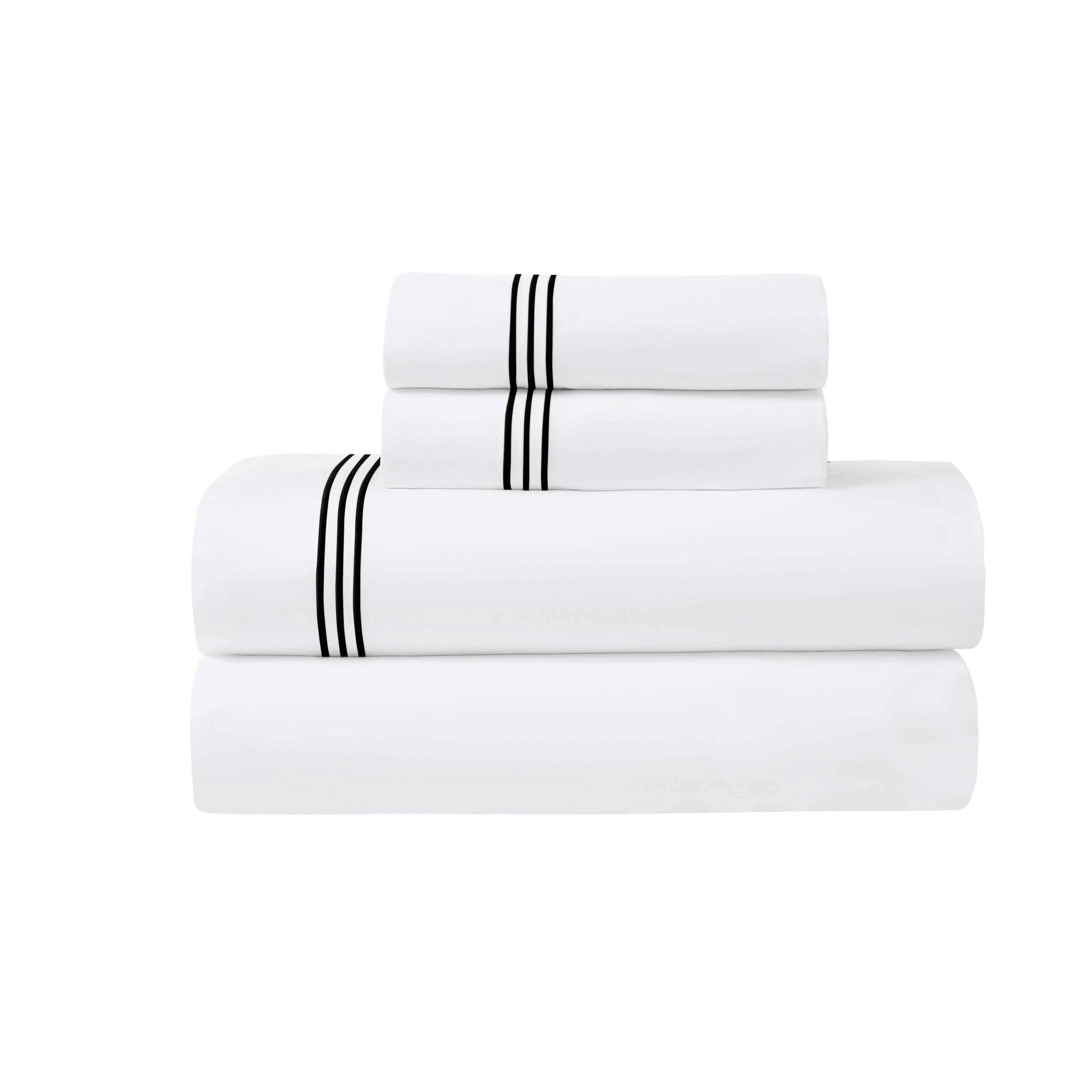 Brandon Cotton Three-Line Embroidered Deep Pocket Bed Sheet Set
