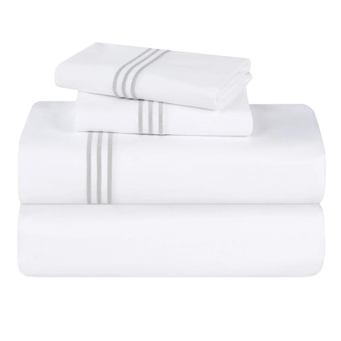 100% Cotton Bed Sheet Set Three-Line Embroidered Deep Pocket Brandon