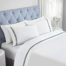 Brandon Cotton Three-Line Embroidered Deep Pocket Bed Sheet Set