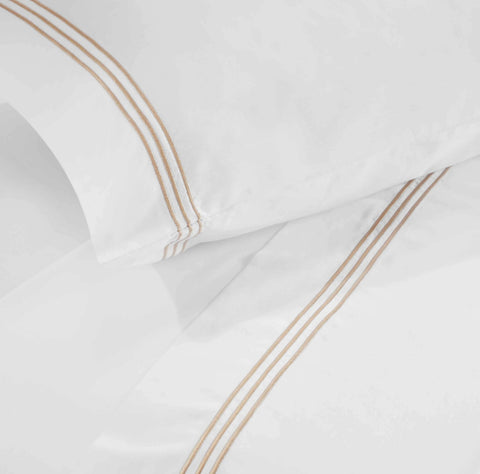 100% Cotton Bed Sheet Set Three-Line Embroidered Deep Pocket Brandon