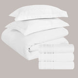 6-Piece Luxury Embroidered Duvet Cover Bed & Bath Bundle