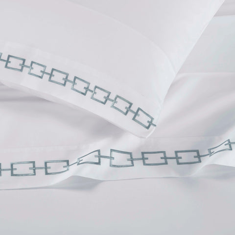 100% Cotton Bed Sheet Set Embroidered Deep Pocket Chain Links