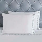 100% Cotton Bed Sheet Set Embroidered Deep Pocket Chain Links