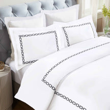 Chain Links Cotton Embroidered 3 Piece Duvet Cover Set