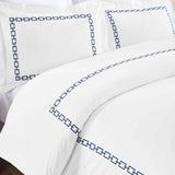 Chain Links Cotton Embroidered 3 Piece Duvet Cover Set