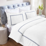 Chain Links Cotton Embroidered 3 Piece Duvet Cover Set