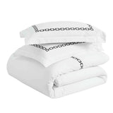 Chain Links Cotton Embroidered 3 Piece Duvet Cover Set