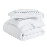 100% Cotton Chain Links Embroidered Duvet Cover Set