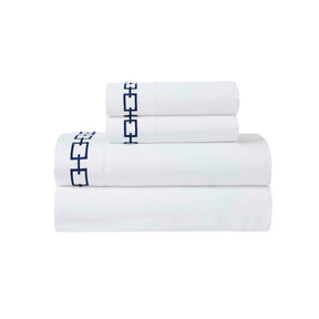 Chain Links Cotton Embroidered Deep Pocket Bed Sheet Set