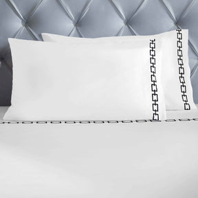 Chain Links Cotton Embroidered Deep Pocket Bed Sheet Set