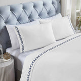 100% Cotton Bed Sheet Set Embroidered Deep Pocket Chain Links