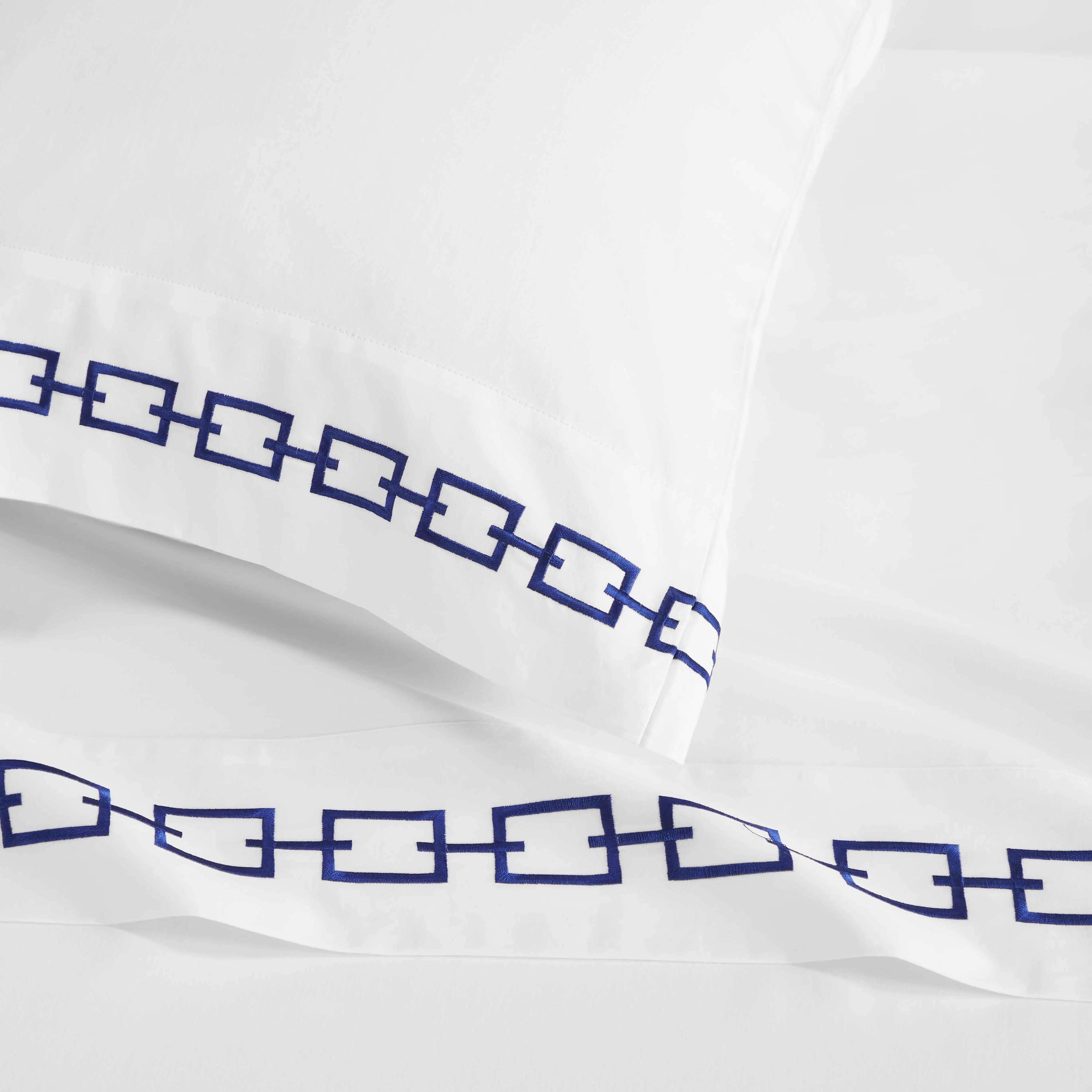 Chain Links Cotton Embroidered Deep Pocket Bed Sheet Set