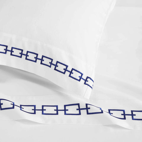 100% Cotton Bed Sheet Set Embroidered Deep Pocket Chain Links
