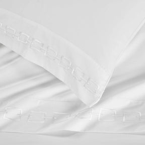 Chain Links Cotton Embroidered Deep Pocket Bed Sheet Set