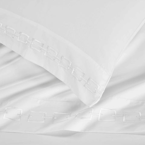 100% Cotton Bed Sheet Set Embroidered Deep Pocket Chain Links